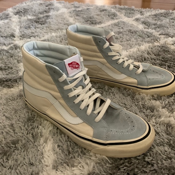 Cream and baby blue high top vans - Picture 3 of 3